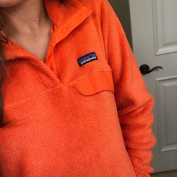 Orange Patagonia Fleece Pullover 